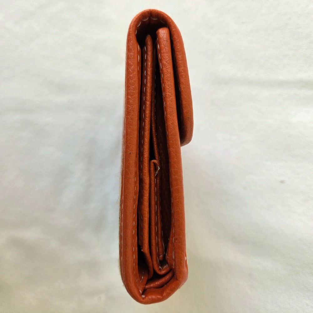 Coach Wallet Orange Excellent Vintage Signature Trifold Jacquard Leather - Picture 11 of 11